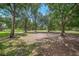 Spacious backyard with mature trees providing shade and tranquility for outdoor activities at 7343 Palomino Trl, Sarasota, FL 34241