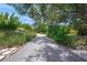 Long driveway lined with plants and trees, guides you to the property's secluded location at 7343 Palomino Trl, Sarasota, FL 34241