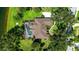 Birds eye view of the house with a screen enclosed pool in the backyard, surrounded by lush greenery at 7426 Weeping Willow Blvd, Sarasota, FL 34241