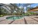 Screened-in pool features brick pavers and lush landscaping, offering a private outdoor retreat with serene views at 7426 Weeping Willow Blvd, Sarasota, FL 34241