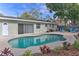 Inviting backyard pool with patio area and colorful Adirondack chairs. A perfect outdoor oasis for relaxation and entertainment at 7511 1St W Ave, Bradenton, FL 34209