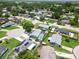 Birds-eye view of the property showcasing its location, pool, fenced yard, and proximity to neighborhood amenities at 111 66Th Street E Ct, Bradenton, FL 34208
