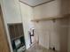 A utility room with an HVAC system, a shelf, and utility connections at 13023 Taylor St, Brooksville, FL 34613