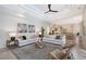 Bright open living room with modern furniture and decor, with open floor plan to the kitchen at 13203 Lost Key Pl, Lakewood Ranch, FL 34202
