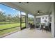 Screened patio with outdoor furniture provides peaceful view of landscaped backyard at 13804 Woodbridge Ter, Lakewood Ranch, FL 34211