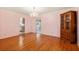 The dining room features hardwood floors, a chandelier and a built-in cabinet at 1541 Flower Dr, Sarasota, FL 34239