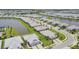 High aerial view of houses, lake, and landscaping within a Primary-planned community at 17823 Cherished Loop, Bradenton, FL 34211