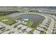 Expansive aerial view of the community, showcasing the pool, clubhouse, and winding waterways at 17823 Cherished Loop, Bradenton, FL 34211