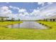 Picturesque pond view with surrounding lush greenery, perfect for enjoying nature's beauty at 17823 Cherished Loop, Bradenton, FL 34211