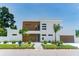 Modern two-story home featuring wood accents, a landscaped yard, and a striking entrance at 2124 Clematis Pl, Sarasota, FL 34239