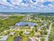 Bright aerial view of the property surrounded by lush greenery and waterfront canal access at 336 Highland Shores Dr, Ellenton, FL 34222