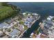 Aerial view of homes with boat docks, canals, and stunning waterfront vistas at 3715 Bamboo Ter, Bradenton, FL 34210