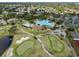 Aerial view of the community clubhouse, golf course, and parking lot at 7521 Aralia Way, Seminole, FL 33777