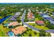 Sprawling community view featuring manicured lawns, mature trees, and neighborhood ponds at 7727 Heyward Cir, University Park, FL 34201