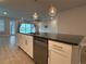 Kitchen island with stainless steel sink and dishwasher, features modern pendant lighting at 8706 Arrow Creek Dr, Parrish, FL 34219