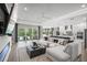 Open-concept living room leading to a private outdoor pool and patio area at 11422 Apple Tree Cir, Bradenton, FL 34211