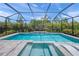 Screened-in pool and jacuzzi, surrounded by lush tropical landscaping creating a private oasis at 11422 Apple Tree Cir, Bradenton, FL 34211