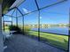Screened patio with tranquil lake view, ideal for outdoor enjoyment and serene relaxation at 16087 Sunny Day Dr, Bradenton, FL 34211