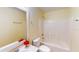 Bathroom features a tub and shower combo and single sink vanity at 1707 24Th E St, Palmetto, FL 34221