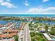 An aerial view of the property showing its prime location near waterfronts, bridges, and neighborhood amenities at 1753 Dawn St # 305, Sarasota, FL 34231