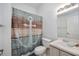 Bathroom features a custom shower curtain and a vanity with a sink at 1801 Highland Rd, Osprey, FL 34229