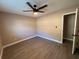 A bright bedroom features modern flooring, a ceiling fan, and neutral wall colors at 2629 14Th S Ave, St Petersburg, FL 33712