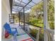 Screened porch with comfortable seating and views of the lush backyard at 4888 Old Ranch Rd, Sarasota, FL 34241