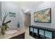 Bright bathroom featuring granite countertops, modern fixtures, and a glass shower at 538 Magellan Dr, Sarasota, FL 34243