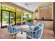 Inviting covered lanai with comfortable seating and a view of the pool at 550 Dove Pointe, Osprey, FL 34229