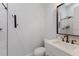 Modern bathroom with white subway tiles in the shower and a sleek white vanity at 1408 99Th Nw St, Bradenton, FL 34209
