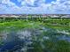 Aerial view of home with pool located across marsh at 16917 Clearlake Ave, Lakewood Ranch, FL 34202
