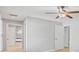 Bedroom view showcasing access to a bathroom, closet, and a neutral color scheme at 5206 19Th W Ave, Bradenton, FL 34209