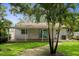 Backyard with a patio, lush green lawn, and tropical palm trees for relaxing and entertaining at 5702 Tangerine S Ave, Gulfport, FL 33707