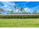 Expansive backyard with lush green grass and privacy hedges, perfect for outdoor enjoyment at 6312 41St E Ct, Sarasota, FL 34243