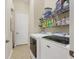 Functional laundry room with modern appliances and ample storage shelving at 6312 41St E Ct, Sarasota, FL 34243