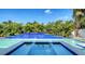 Beautiful blue tiled pool with a spa and lovely tropical plants at 8009 20Th W Pl, Bradenton, FL 34209