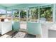 Laundry room with light blue paneled walls and a door leading to the deck and backyard at 1911 26Th W St, Bradenton, FL 34205