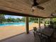 Covered patio area with pool view and ceiling fans; a great place to relax and stay cool at 3810 75Th W St # 137, Bradenton, FL 34209