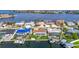 Aerial view of waterfront homes with boat docks and lush landscaping at 6341 Cocoa Ln, Apollo Beach, FL 33572