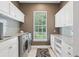 Functional laundry room with modern appliances, ample counter space, and stylish white cabinetry at 6959 Westchester Cir, Bradenton, FL 34202