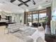 Open-concept living room with high ceilings and sliding doors leading to outdoor patio at 7037 Brier Creek Ct, Lakewood Ranch, FL 34202