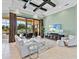 Bright living room featuring neutral furnishings and a wall of sliding glass doors to the lanai at 7037 Brier Creek Ct, Lakewood Ranch, FL 34202