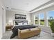 Relaxing main bedroom with a tray ceiling, three windows, and modern decor for a serene atmosphere at 9292 Tequila Sunrise Dr, Sarasota, FL 34241