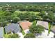 An elevated image showing several homes, mature trees, a pond, and a large grassy area for recreation at 11009 Wildcat Dr, Riverview, FL 33579