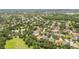 Expansive overhead view of a community featuring mature trees, waterways, green spaces, and well-maintained homes at 11009 Wildcat Dr, Riverview, FL 33579
