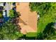 Overhead view highlighting the property's layout, landscaping, and roof at 2411 New Haven Cir # 70, Sun City Center, FL 33573