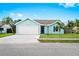 Charming aqua home with well-kept lawn, large driveway, and a two-car garage at 3551 65Th Avenue E Cir, Sarasota, FL 34243