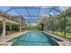 Spacious screened-in pool with ample room for swimming and lounging, surrounded by lush landscaping for privacy and tranquility at 6905 Pine Valley St, Bradenton, FL 34202
