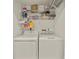 Efficient laundry area with shelving for storage, offering convenience and organization for laundry tasks at 7115 39Th E Ln, Sarasota, FL 34243