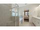 Bathroom featuring a shower, soaking tub, and linen closet at 11223 Spring Gate Trl, Bradenton, FL 34211